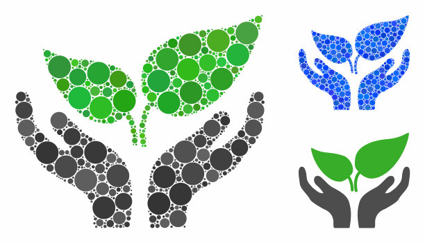 生态创业关怀手马赛克图标圆点图片下载