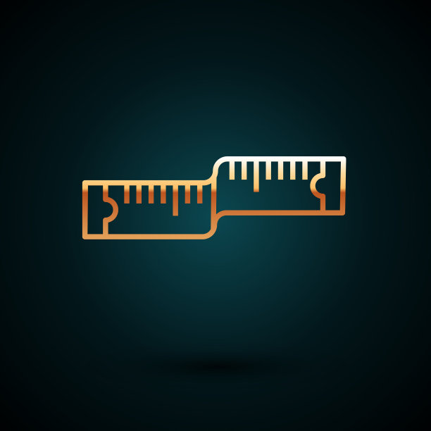 金色线卷尺测量图标孤立在深蓝色图片下载