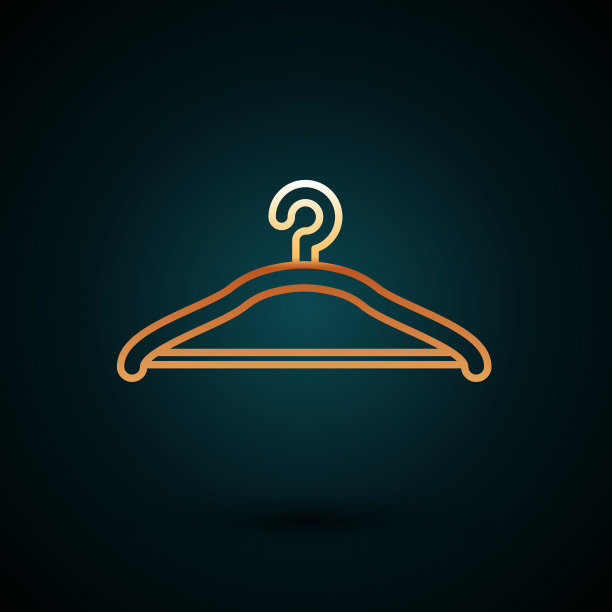 黄金线衣架衣橱图标孤立在黑暗图片下载