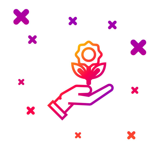 彩色线手捧花图标孤立上图片下载