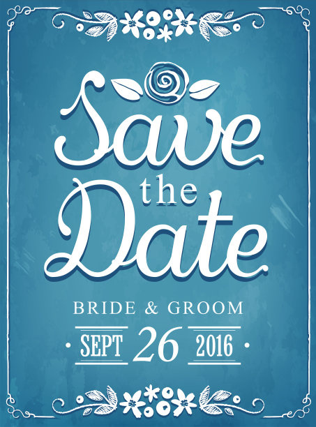 保存日期婚礼邀请复古卡图片下载