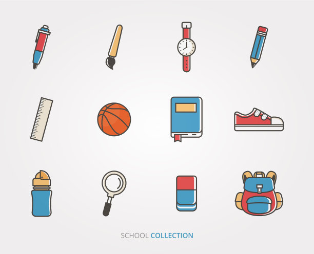 学校材质图标集图片下载