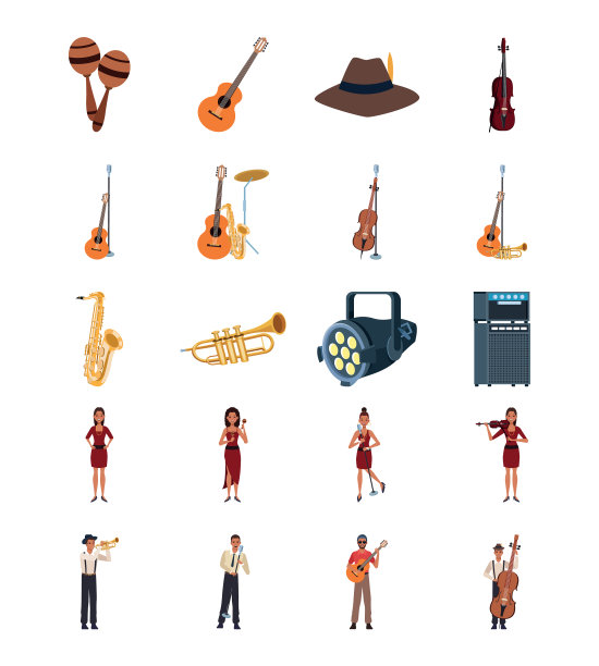 设置爵士乐器和人的图片下载
