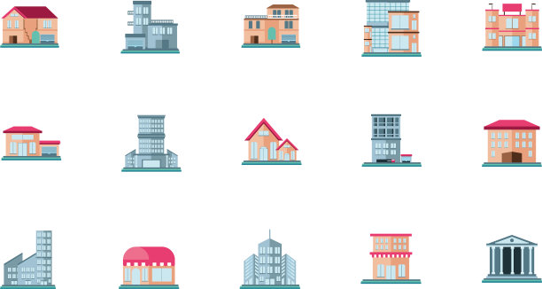 不动产属性图标设置在白色背景上图片下载