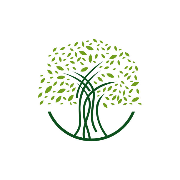 彩色剪影树标志图形设计图片下载