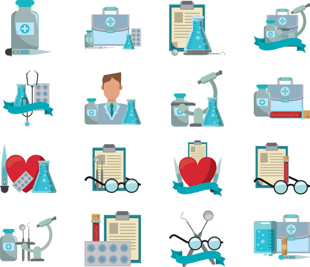 捆绑实验室科学设置图标图片下载