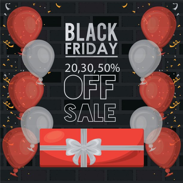黑色星期五海报和礼盒图片下载