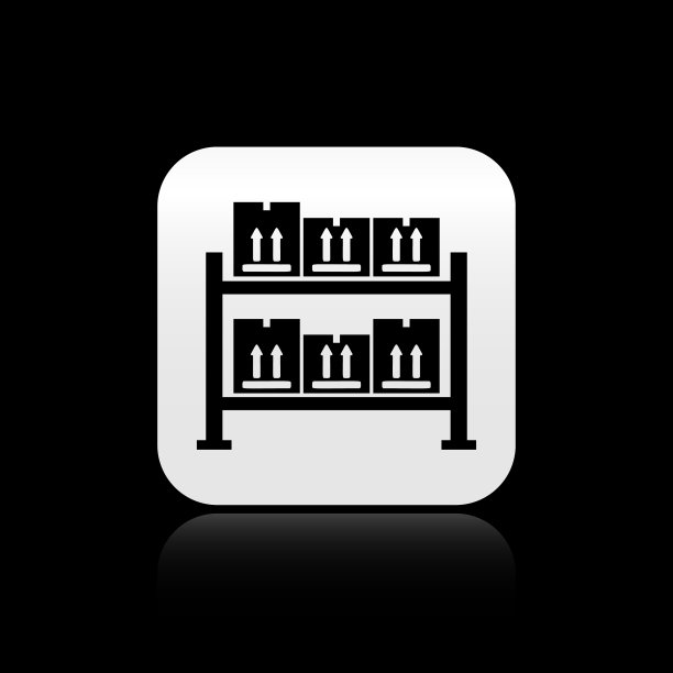 黑色仓库图标孤立在黑色背景图片下载