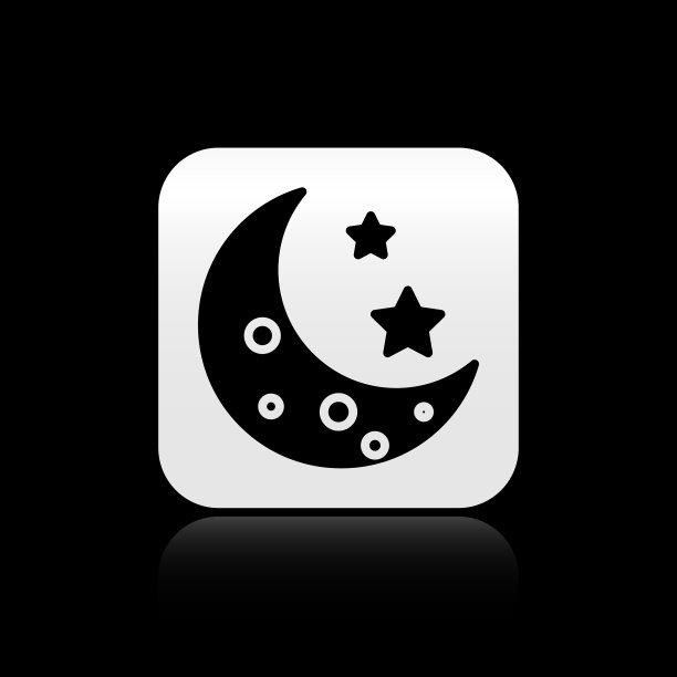 黑色的月亮和星星图标孤立在黑色图片下载