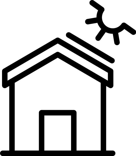 房屋太阳能图标轮廓风格图片下载