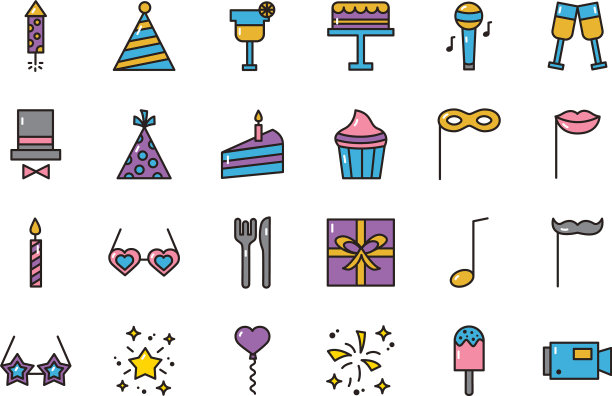 孤立的党图标设置设计图片下载