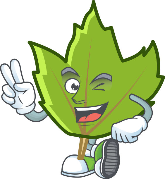卡通绿色秋叶设计吉祥物二图片下载