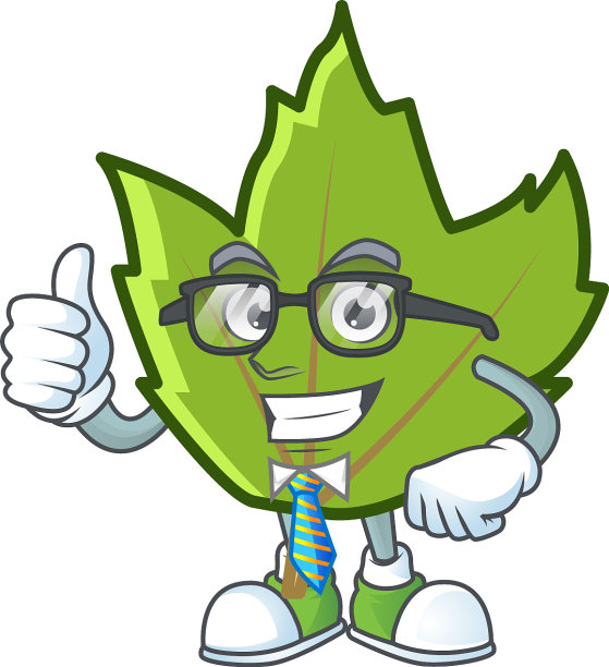 卡通绿色秋叶设计吉祥物图片下载