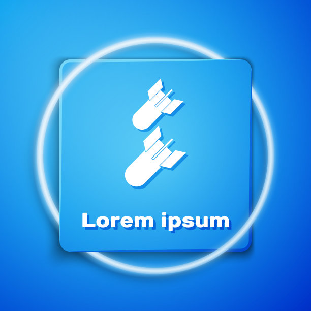 白色航空炸弹图标孤立在蓝色图片下载