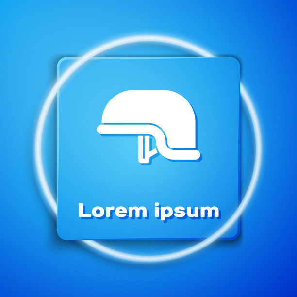 白色军用头盔图标孤立在蓝色图片下载