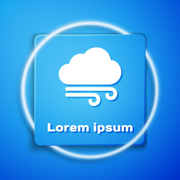 白色多风天气图标孤立在蓝色图片下载