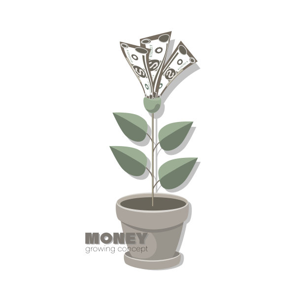 钱树上印着美元钞票图片下载