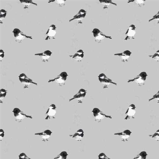 无缝图案用小鸟手绘而成图片下载