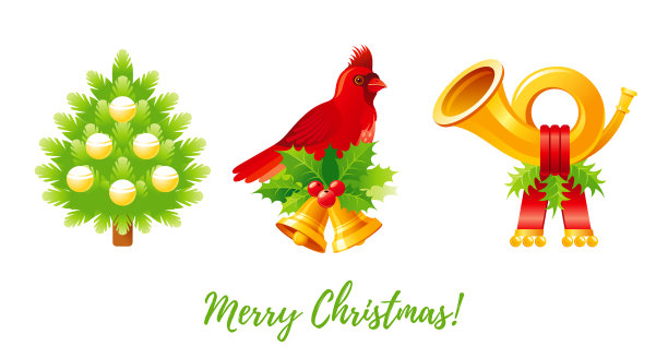 圣诞图标设置卡通圣诞树图片下载