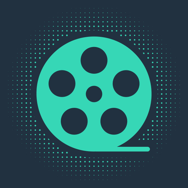 绿色胶片卷轴图标孤立在蓝色背景上图片下载