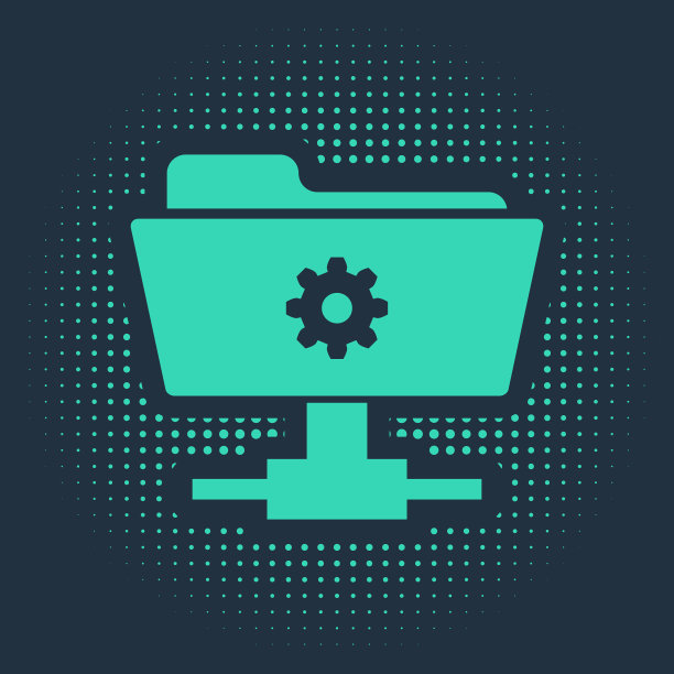 绿色的FTP设置文件夹图标隔离在蓝色图片下载