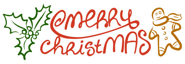 手绘字母圣诞快乐和冬青图片下载