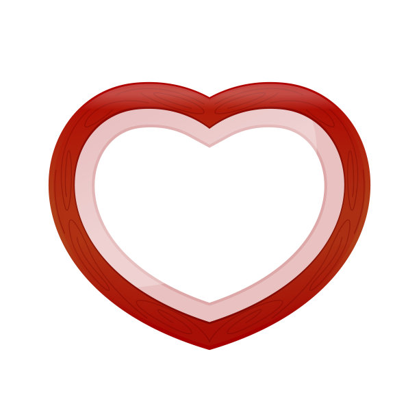 红色粉彩木框心形孤立图片下载
