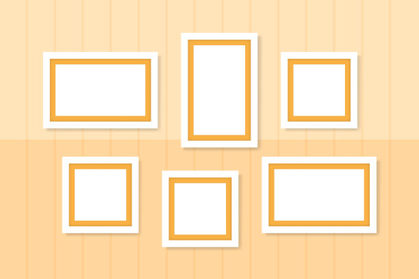 镜框白色模板在墙上橙色图片下载
