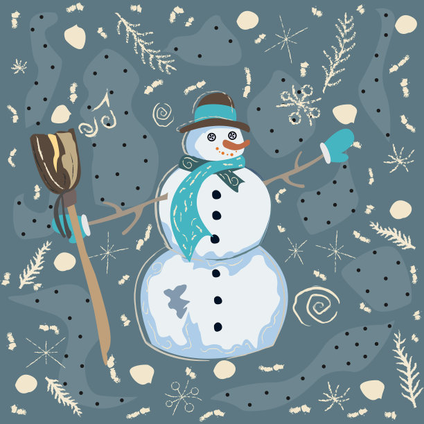 快乐的人物雪人在一个可爱的冬天图片下载