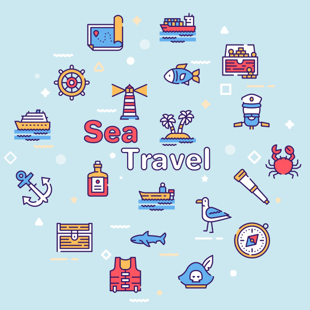 航行项目颜色线性图标设置图片下载