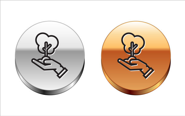 黑线树在手中环保图片下载