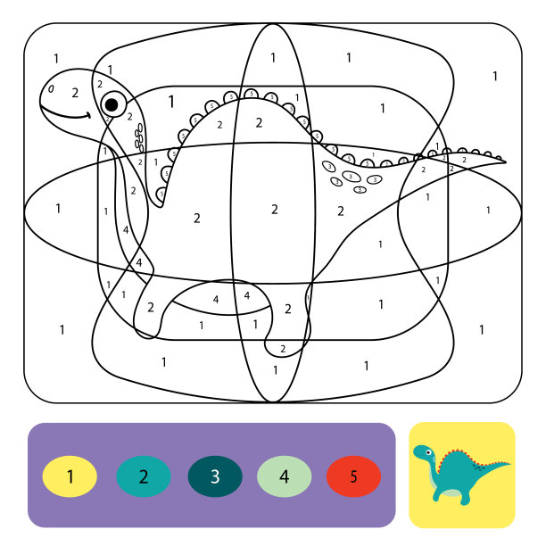 可爱的恐龙着色页儿童着色拼图图片下载