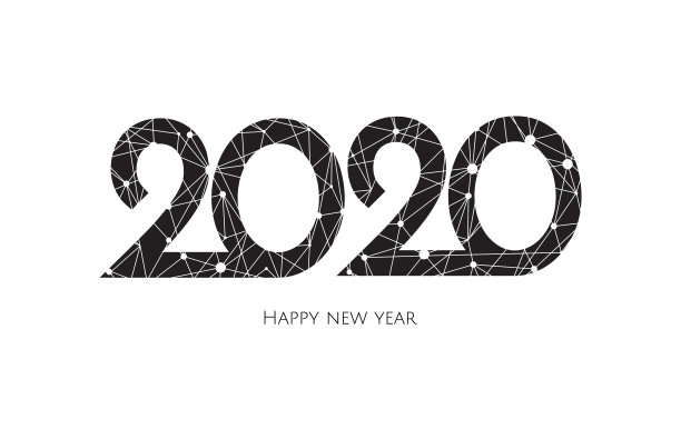 2020年新年快乐金色文字设计用图片下载