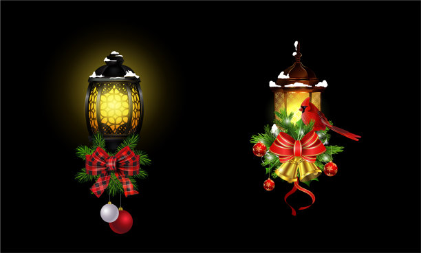 用街灯装饰的圣诞节装饰图片下载