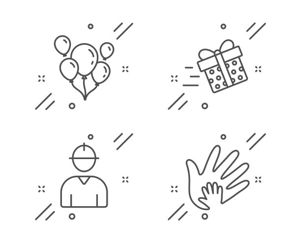 气球现在交付和工程师图标集图片下载