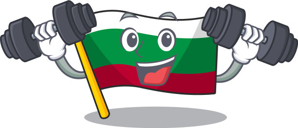 卡通旗杆上悬挂保加利亚健身旗图片下载