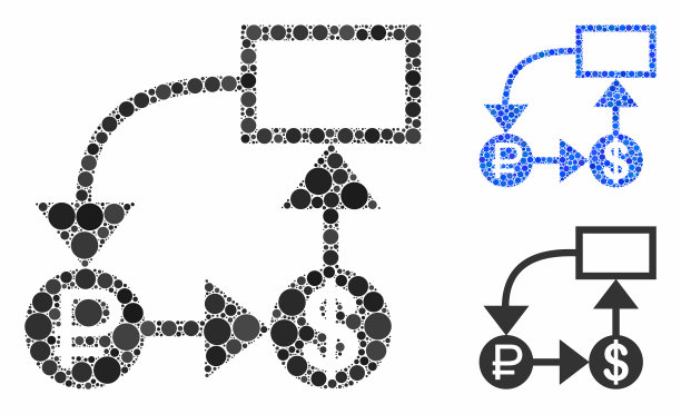 卢布和美元方案马赛克图标圈图片下载