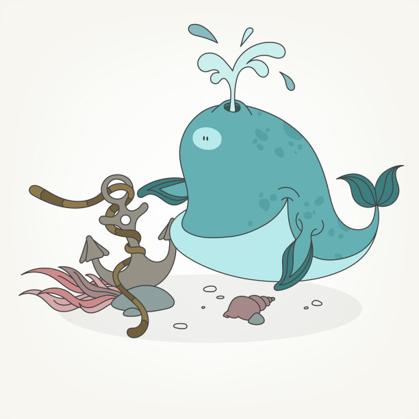 搞笑的鲸鱼和锚图片下载