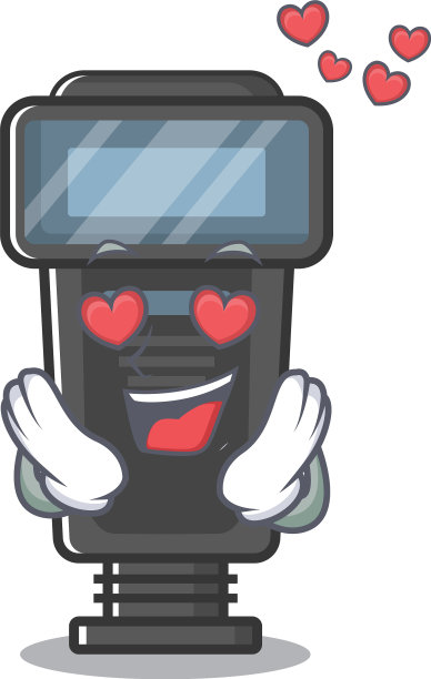 在爱情相机闪光灯在一个卡通袋图片下载