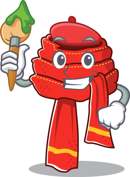 艺术家围巾放置在卡通橱柜图片下载