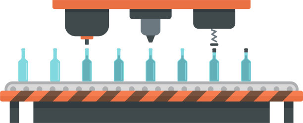 瓶装饮料装配线图标扁平式图片下载