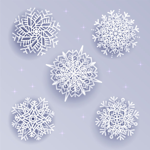 雪花设置在体积3d风格上的白色银色图片下载