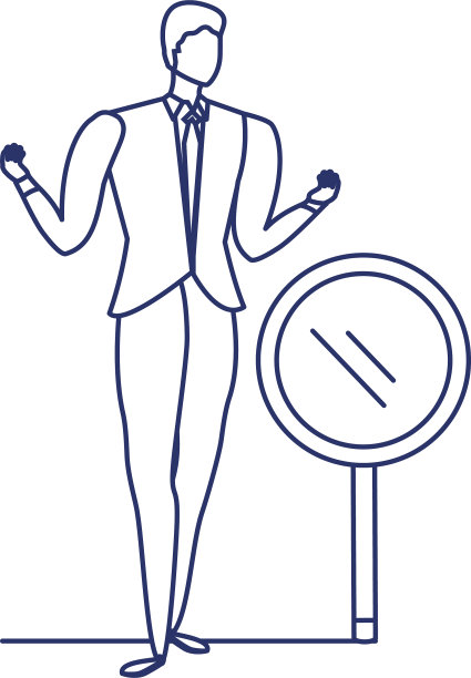 白衣放大镜下的剪影男子图片下载