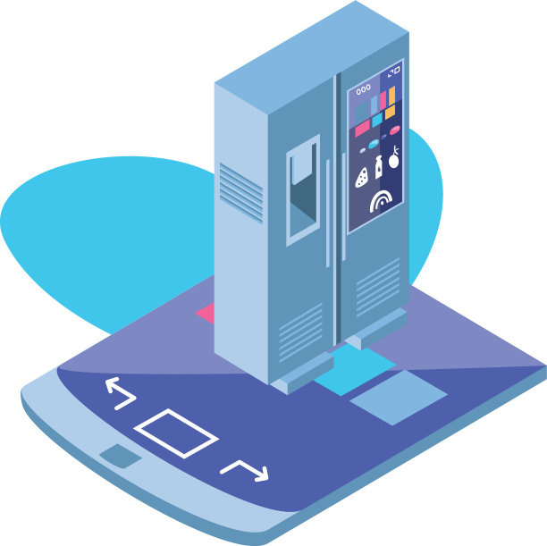 有智能手机屏幕的智能冰箱图片下载