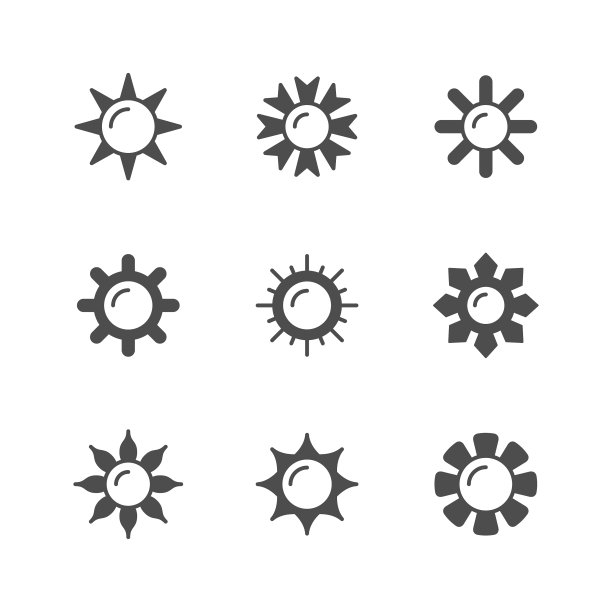 太阳图标字形套装图片下载