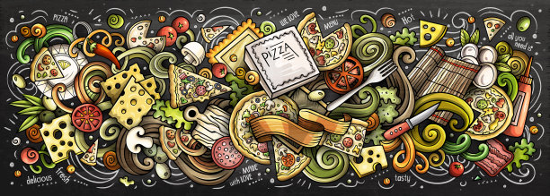 披萨手绘卡通涂鸦图片下载