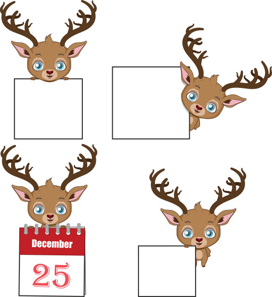 收集可爱的驯鹿举着标志图片下载