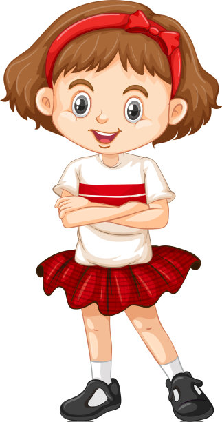 一个穿着红裙子的快乐女孩图片下载