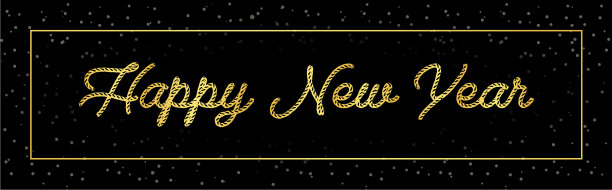 新年快乐，黑色背景配金色礼物图片下载