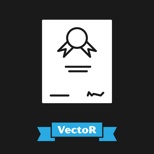 白色证书模板图标隔离在黑色图片下载